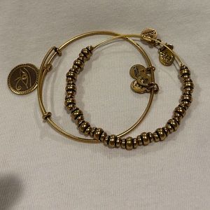 Bundle of 2 ALEX AND ANI Bangles ENERGY and Gold Beaded expandable bracelets